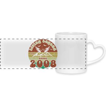 18e anniversaire : Légende vivante depuis le VIN 03/2008 - Mug panoramique avec anse en forme de cœur - blanc - Devant