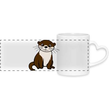 Loutre mignonne Kawaii Adore des animaux cadeau - Mug panoramique avec anse en forme de cœur - blanc - Devant