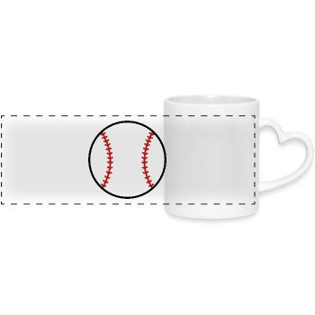 Baseball - Mug panoramique avec anse en forme de cœur - blanc - Devant
