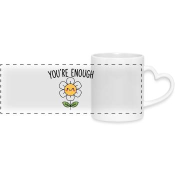 You're Enough – Positive Affirmation - Panoramic mug with heart handle - white - Front