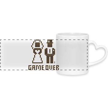 Game Over (Mariage Enterrement de vie de garçon : couple marié Pixel / 2C) - Mug panoramique avec anse en forme de cœur - blanc - Devant