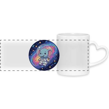 Space elephant in astronaut helmet - Panoramic mug with heart handle - white - Front