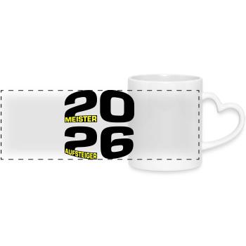 Champion and promoted team 2026 - Panoramic mug with heart handle - white - Front