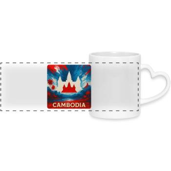 Cambodia Temple Design - Panoramic mug with heart handle - white - Front