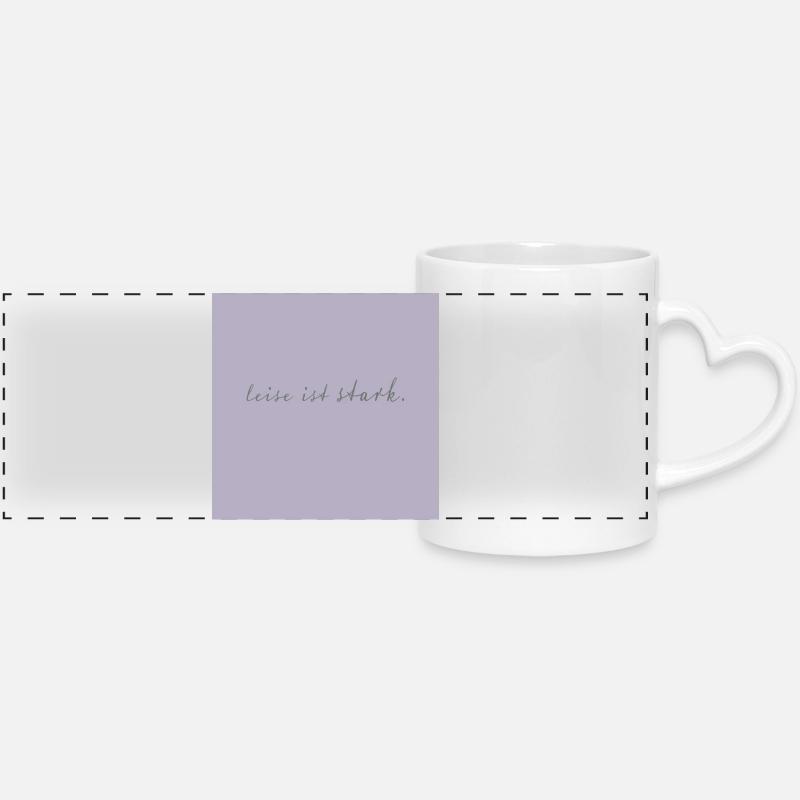 Silence est fort Affiche typographique minimaliste - Mug panoramique avec anse en forme de cœur - blanc