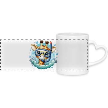 Girafe en snorkeling sous-marin - Mug panoramique avec anse en forme de cœur - blanc - Devant