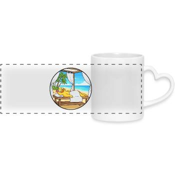 Art relaxant des oiseaux canards au spa de plage - Mug panoramique avec anse en forme de cœur - blanc - Devant