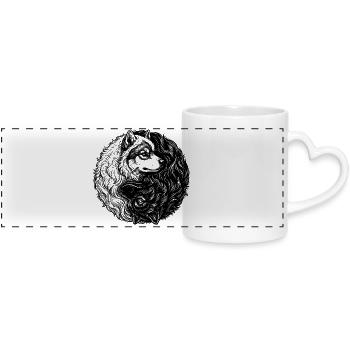Eurasier | Yin Yang | Hintergrund Material - Panoramatasse mit Herzhenkel - Weiß - Vorne