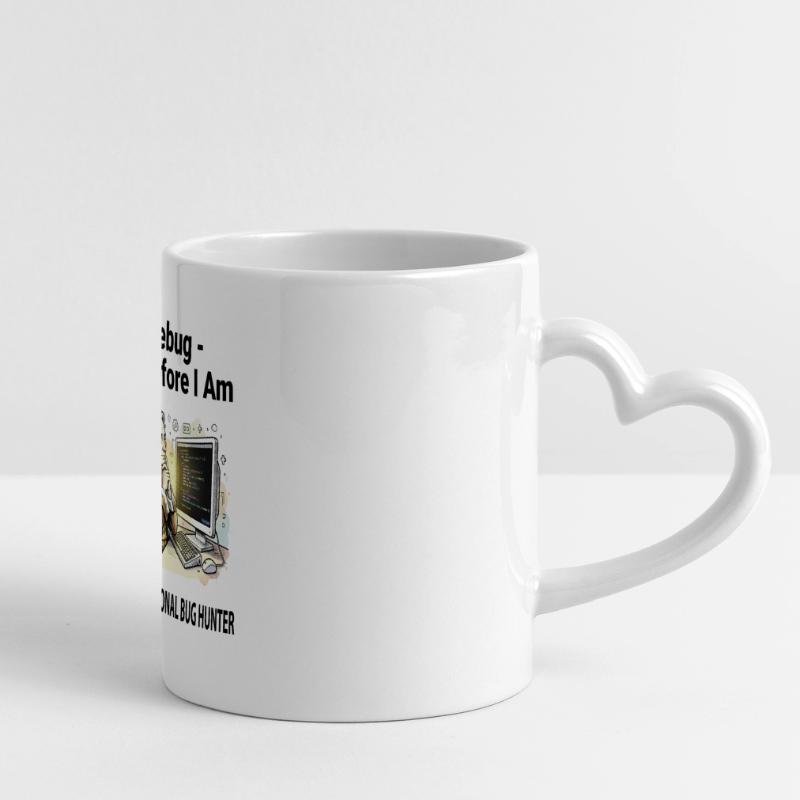 Retro Scholar at Coding Console - light background Panoramic mug with heart handle