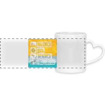 Balearen Inseln Retro Stempel - Panoramatasse mit Herzhenkel - Weiß - Vorne