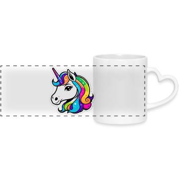 Licorne arc-en-ciel lumineuse - Mug panoramique avec anse en forme de cœur - blanc - Devant