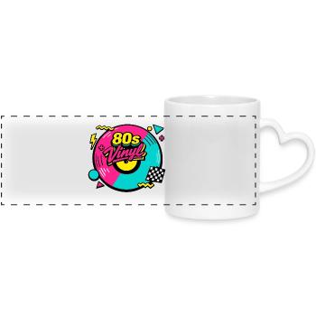 80s Vinyl Neon Revival - Panoramic mug with heart handle - white - Front