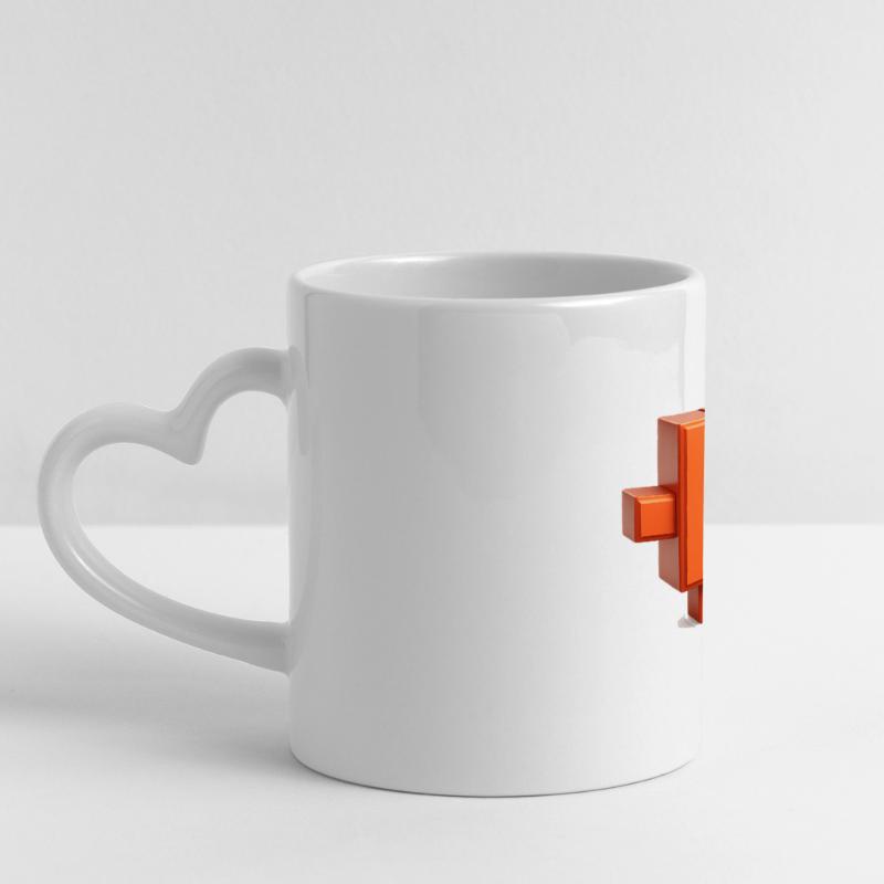 Claude Code Pixel 3D Mascot Cute Dev Sticker Mug panoramique avec anse en forme de cœur