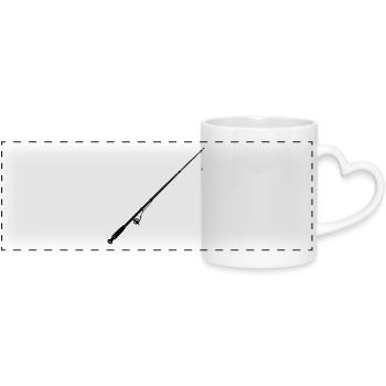 Canne à pêche - Mug panoramique avec anse en forme de cœur - blanc - Devant