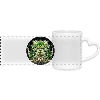 Face de feuille Mandala de la nature - Mug panoramique avec anse en forme de cœur - blanc - Devant