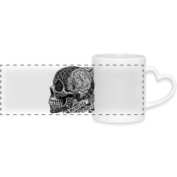 Skull T-Shirt Gothic Skull Dark Art Memento Mori - Panoramic mug with heart handle - white - Front