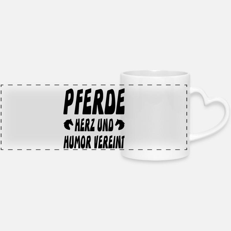 Pferde - Panoramatasse mit Herzhenkel - Weiß