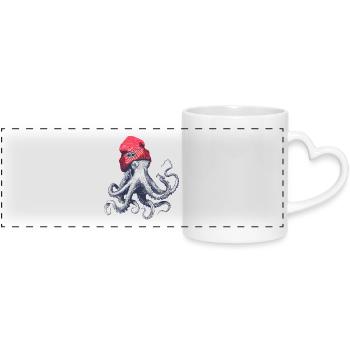 Pillepalle Octopus - Panoramic mug with heart handle - white - Front