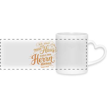 Bibelvers Lettering Design: Ich aber und mein Haus - Panoramatasse mit Herzhenkel - Weiß - Vorne
