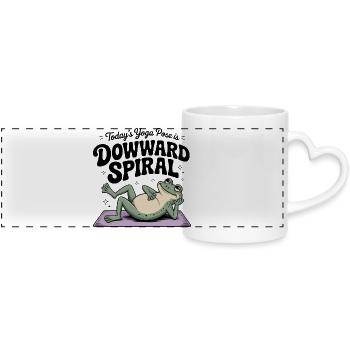 Downward Spiral Frog Yoga Meme - Panoramic mug with heart handle - white - Front