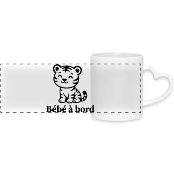 Sticker Autocollant pour Voiture tigre bébé à Bord - Mug panoramique avec anse en forme de cœur - blanc - Devant