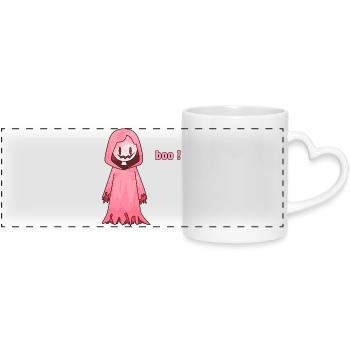 Un joli fantôme rose d’Halloween dit Bouh ? - Mug panoramique avec anse en forme de cœur - blanc - Devant