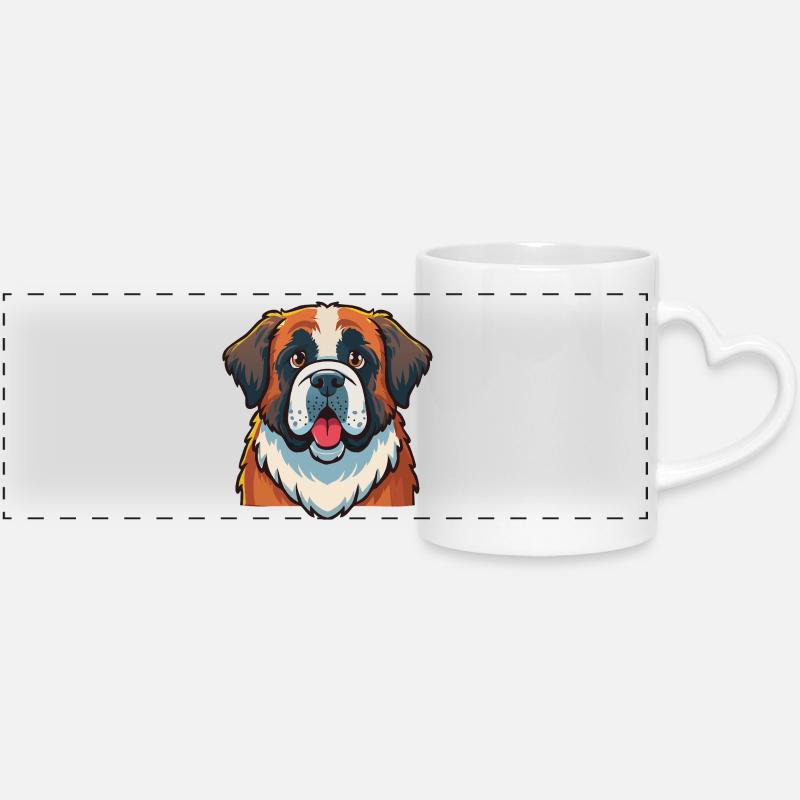 Saint-Bernard (portrait/bande dessinée) - Mug panoramique avec anse en forme de cœur - blanc