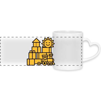 Building Blocks Railway Toys - Panoramic mug with heart handle - white - Front