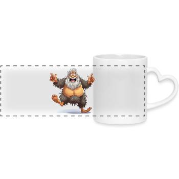 Fröhlicher Bigfoot Cartoon - Panoramatasse mit Herzhenkel - Weiß - Vorne