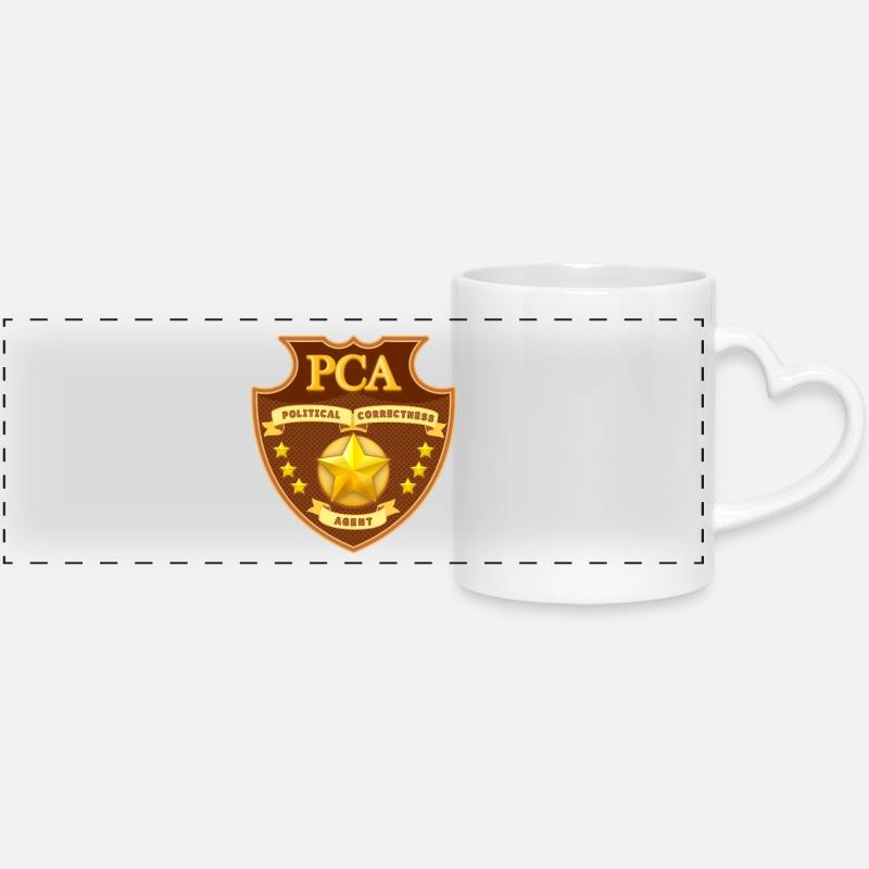 Political Correctness Agent Badge - Panoramic mug with heart handle - white