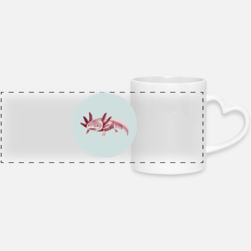 Illustration du squelette de l’axolotl rose - Mug panoramique avec anse en forme de cœur - blanc
