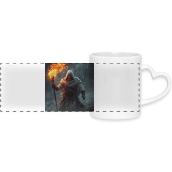 Slavic Warrior Jarylo - Dark Fantasy - Panoramic mug with heart handle - white - Front