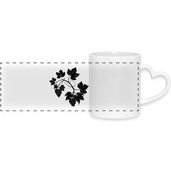 Grapevine Branch - Panoramic mug with heart handle - white - Front