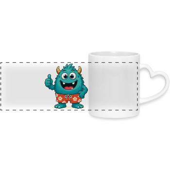 Monstre en maillot de bain - Mug panoramique avec anse en forme de cœur - blanc - Devant