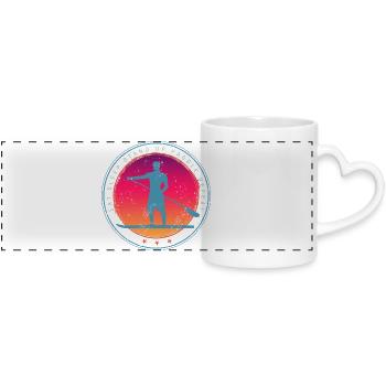 Stand Up Paddle Board Sunset Vintage SUP - Panoramic mug with heart handle - white - Front