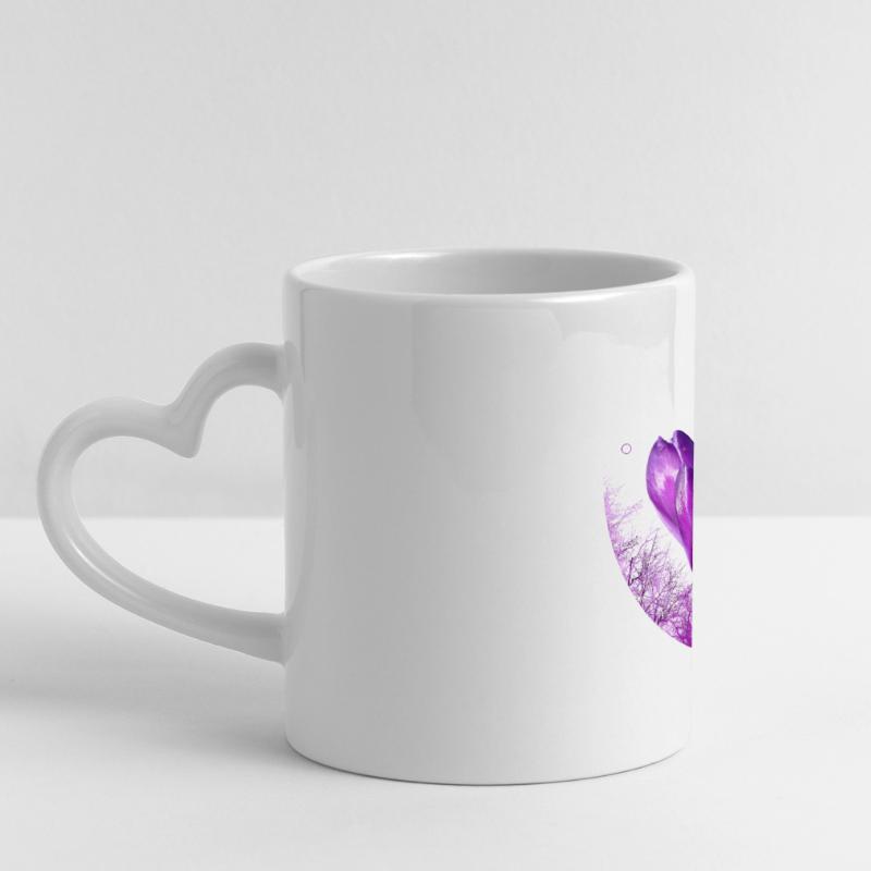 Crocuses Crocus Violet Flowers Panoramic mug with heart handle