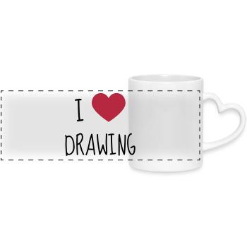 Zeichnung / Zeichner / Drawing / Drawer - Panoramatasse mit Herzhenkel - Weiß - Vorne