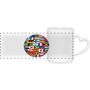 Flags of the World - Panoramic mug with heart handle - white - Front