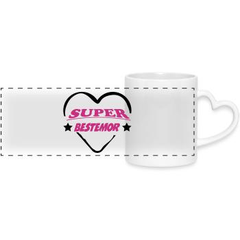 Super bestemor - Panoramic mug with heart handle - white - Front