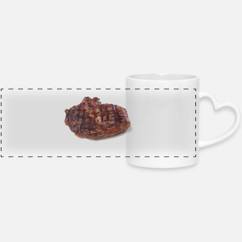 Steak - Panoramic mug with heart handle - white