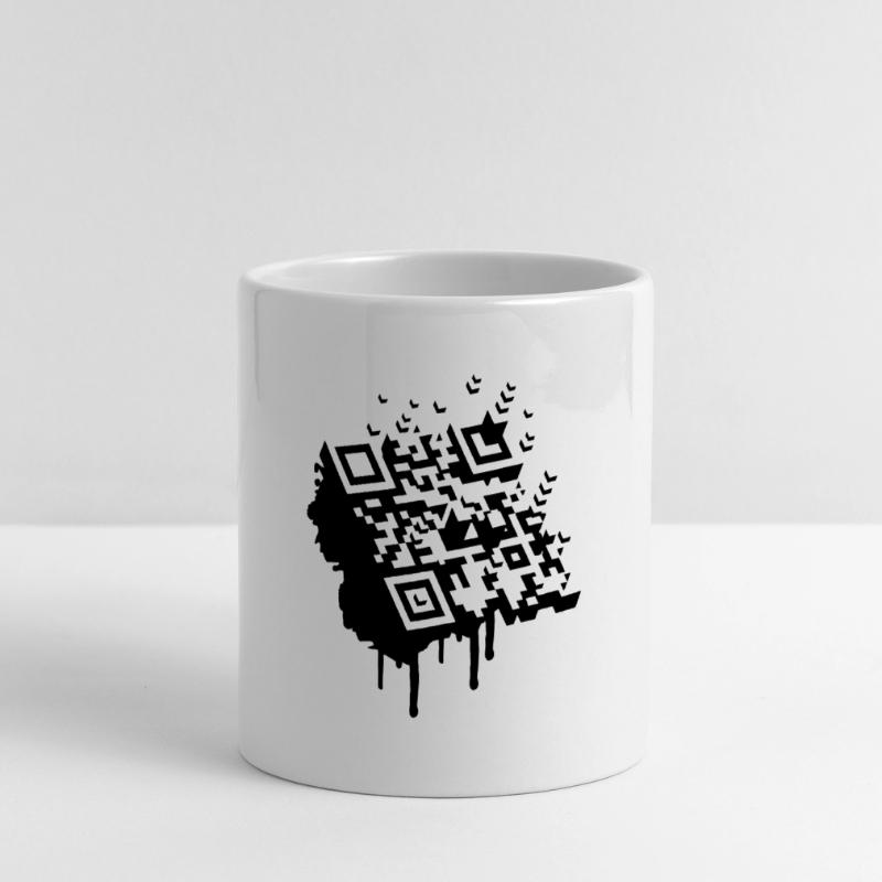 A 3D bar code as a graffiti Panoramic mug with heart handle