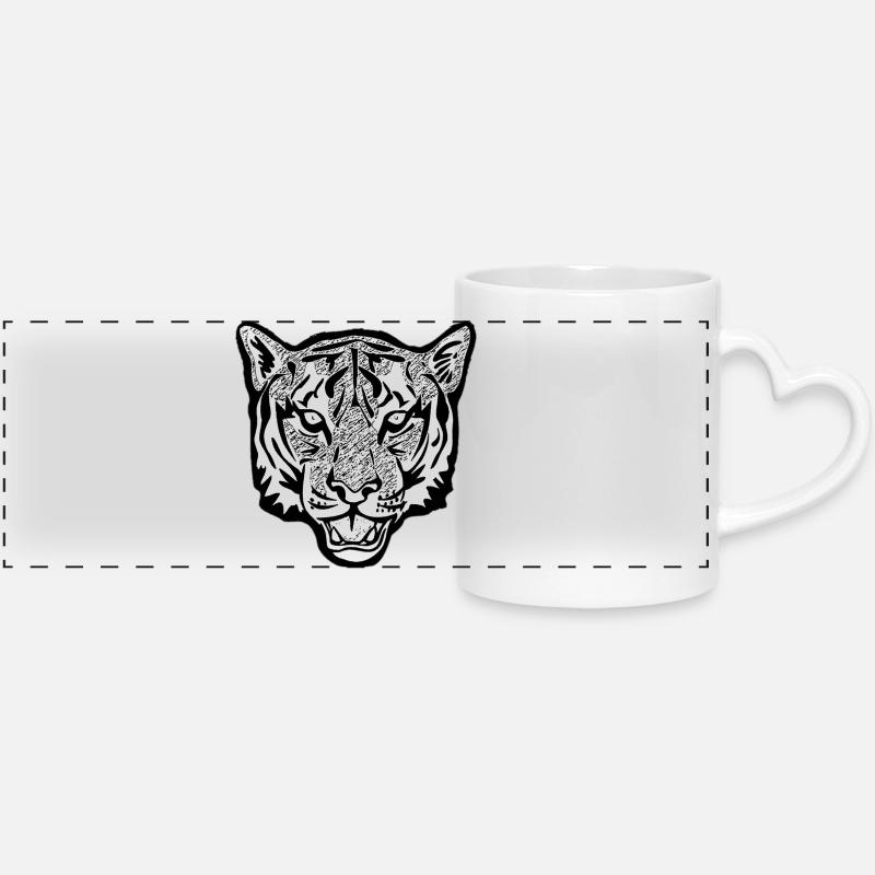 Tiger - Panoramic mug with heart handle - white