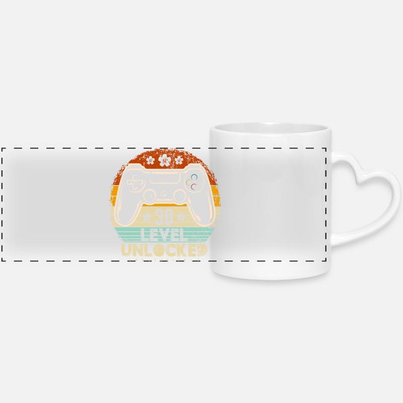 Manette rétro Thirty Unlocked - Mug panoramique avec anse en forme de cœur - blanc