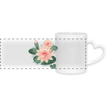 Fleurs de nénuphars avec bourgeon dans l’étang de nénuphars - Mug panoramique avec anse en forme de cœur - blanc - Devant
