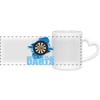 Born to play Darts - Panoramatasse mit Herzhenkel - Weiß - Vorne