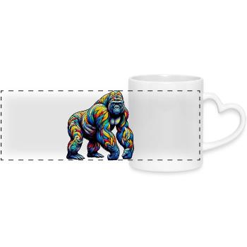Gorilla - Panoramic mug with heart handle - white - Front