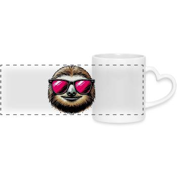 Sloth with Sunglasses - Panoramic mug with heart handle - white - Front