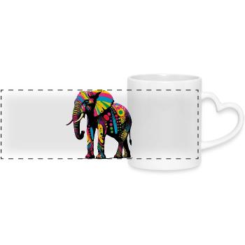 Elephant - Panoramic mug with heart handle - white - Front