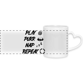 Routine du chat - Mug panoramique avec anse en forme de cœur - blanc - Devant