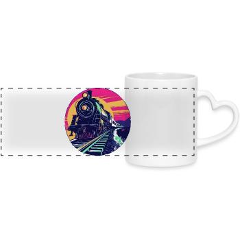 Railway Illustration - Panoramic mug with heart handle - white - Front